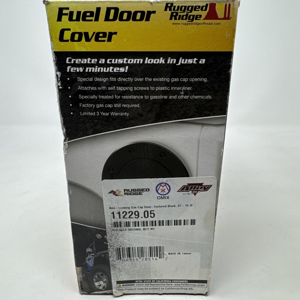 Rugged Ridge 11229.05 Black Non-Locking Gas Cap Door for Jeep Wrangler‎ JK - Picture 2 of 7